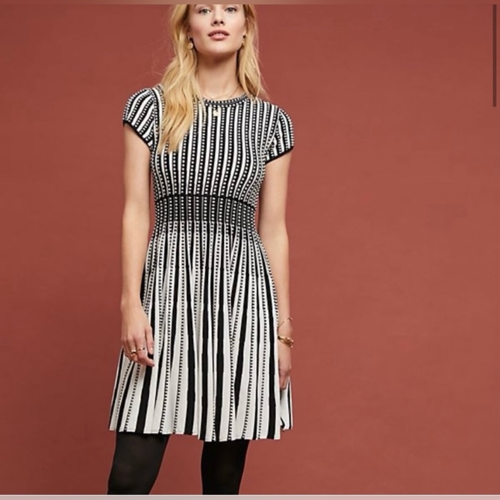 Maeve Baird Black White Knit Stripe
Sweater Dress Size XL